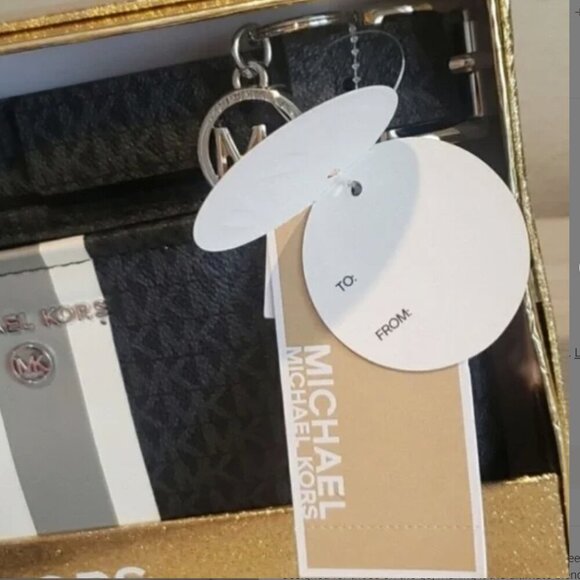 Michael Kors Black Dark Gray Belt Bag Logo Signature NWT Gift Box - Picture 4 of 7